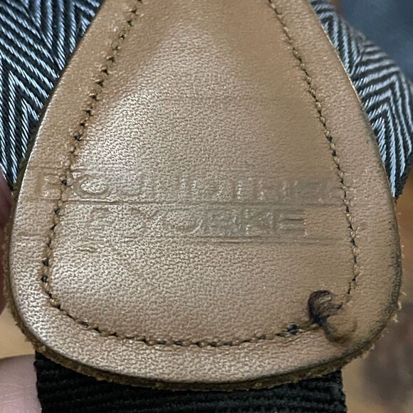 Roundtree & Yorke Black And Blue Chevron Stripes Suspenders Leather Loops - Picture 2 of 9